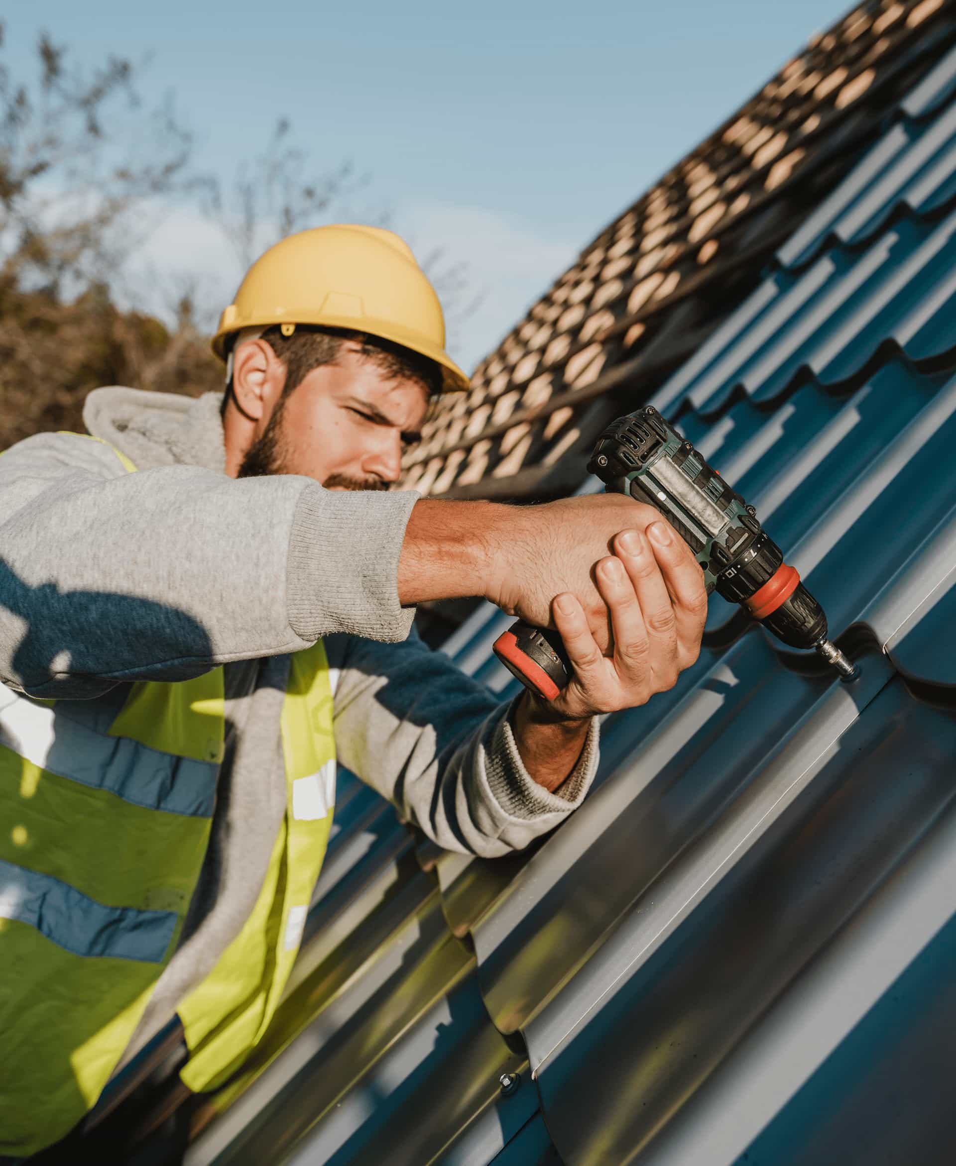 Warm editorial roof inspection visual