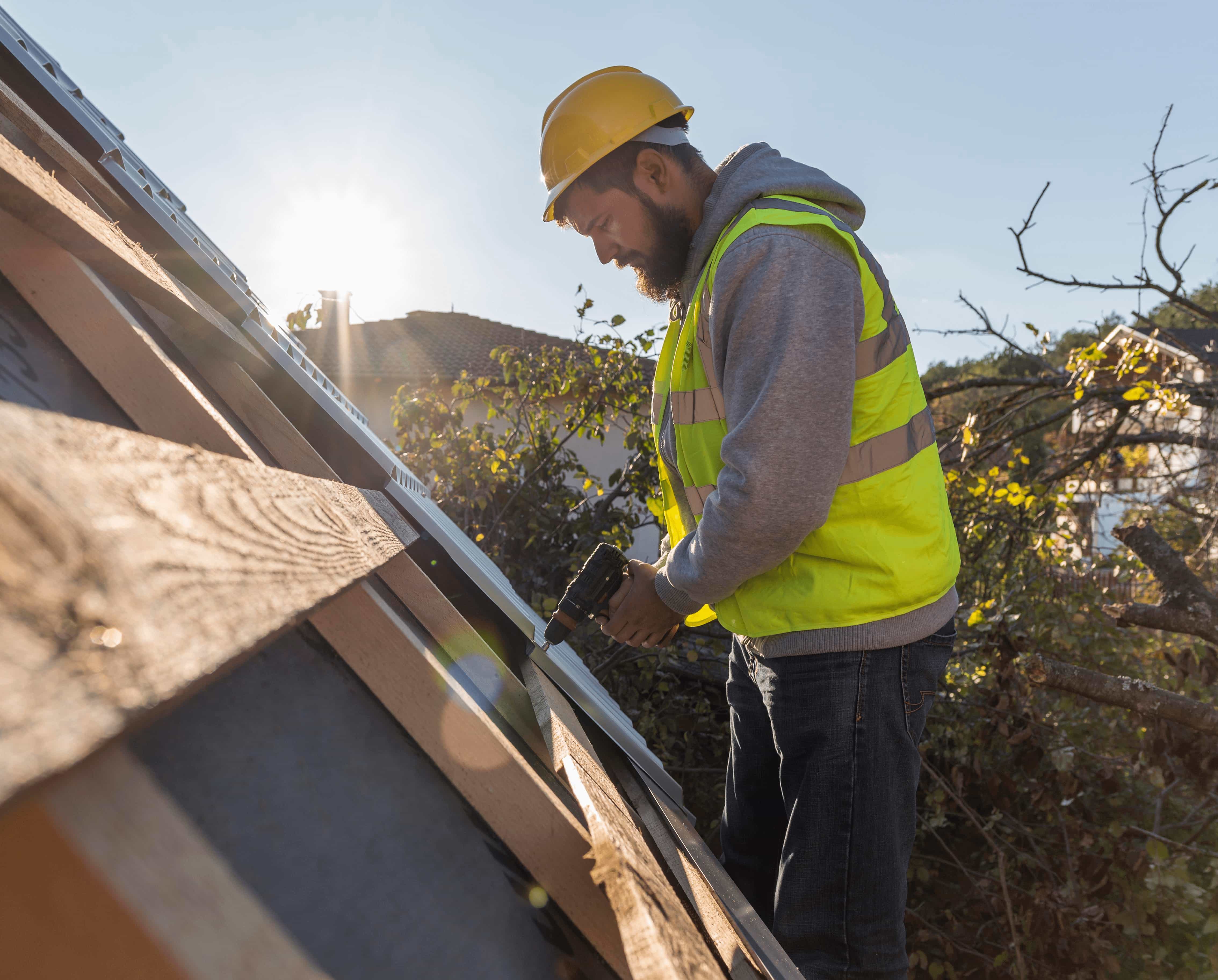 Warm editorial roof installation visual